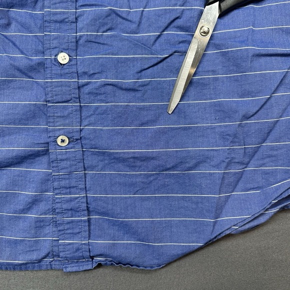 American Eagle Athletic Fit Long Sleeve Button Up Pocket Shirt Stripe Blue L - Picture 4 of 10
